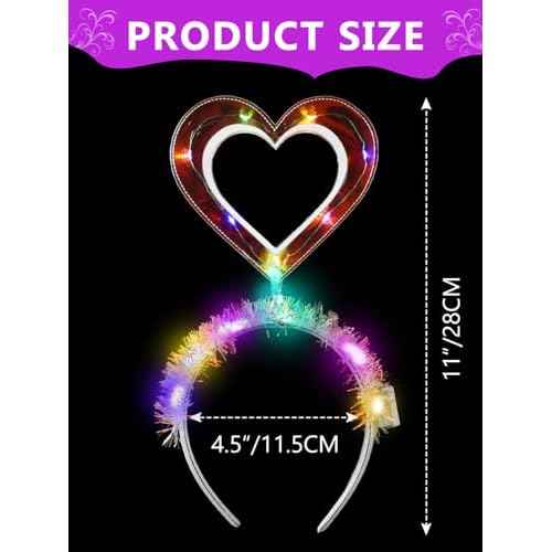 Sixexey Light Up Headband LED Heart Headbands Valentine¡¯s Day Party Hair Accessories for Women