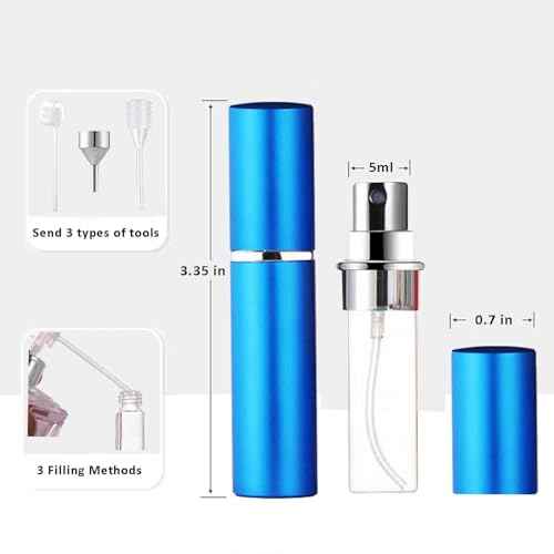 Portable Mini Refillable Atomizer Bottle Atomizer Travel Size Perfume Spray Bottles 6 Pcs Pack of 5ml (5ml-Perfume Atomizer-6p)