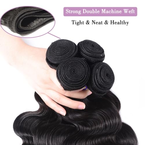 12A Human Hair Bundles 14 16 18 18 Inch Body Wave Bundles Human Hair Extensions 400g Unprocessed Brazilian Virgin Body Wave 4 Pieces Deals Brazilian Quick Weave Natural Black Wavy Extensions
