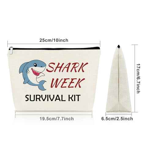Sazuwu Shark Week Makeup Bags Cosmetic Organizer Shark Themed Gifts for Women Adults Animal Lovers Birthday Christmas Graduation Friendship Present