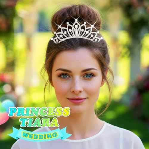 JEWEKY Princess Comb Tiara Mini Silver Rhinestone Hair Comb Brithday Decorations Hair Accessories