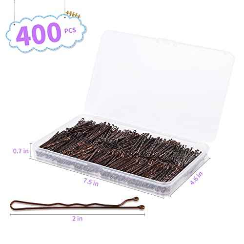 400Pcs Bobby Pins Brown, Cyluer Bobby Pin, 2 Inch Premium Bobby Pins Secure Hold & Pain Free For Women Girls and Kids, Invisible Wave Hair Pins Bulk With Storage Case, Suitable For Various Hairstyles