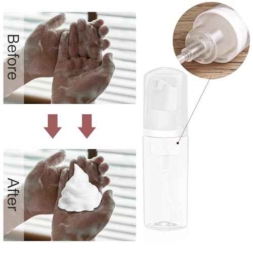 2oz Plastic Foam Pump Bottle, Empty Bottle Travel Foaming Dispenser for Hand Soap, Shampoo (2Pcs, 60ml)