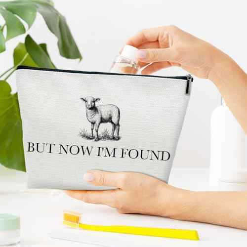 Christian Gifts Makeup Bag, But Now I'm Found Cosmetic Bag for Purse, Inspirational Religious, Birthday, Christmas, Faith Based Gifts for Women Sister Besties