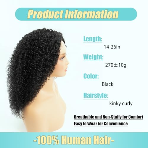 Kinky Curly Half Wig Human Hair 200% Density 24 Inch 3 In 1 Seamless Flip Over Drawstring Ponytail Headband Wig Human Hair Glueless Wear and Go 100% Human Hair Burmese Kinky Curly Half Wigs (24 inch)