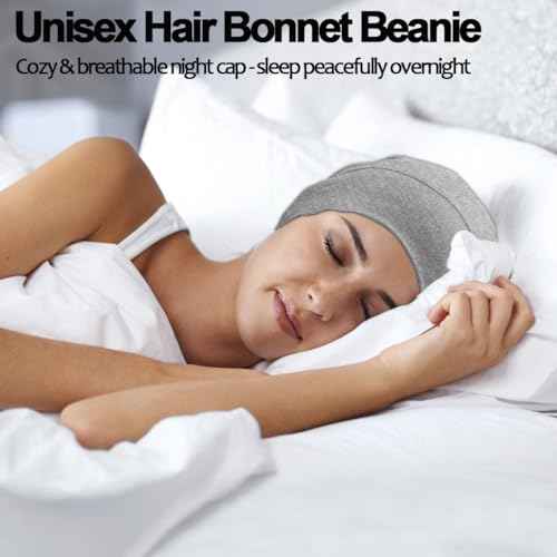 Sleep Cap Bonnet for Sleeping Black Women, Soft Cooling Ice Silk Lined Bonnet for Curly Braids Hair Slouchy Beanie Night Cap