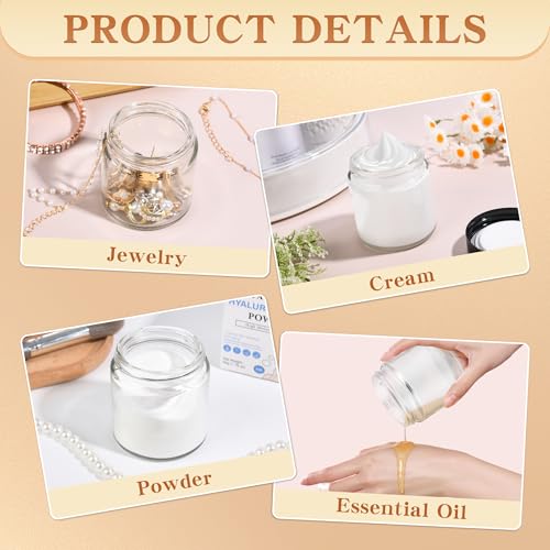 Glass Jars with Lids,Eco-Friendly Cosmetic Containers with Airtight Black Lids & Liners, Multi-Color Options for Cream, Lotion, Body Butter, DIY Skincare Travel Jars (Clear, 4oz)