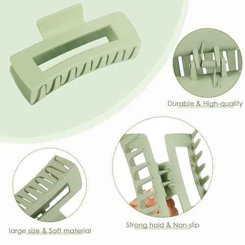 4.1 Inch Large Hair Claw Clips 8 Pcs Rectangle Big Clips for Thick Hair Nonslip Acrylic Banana Jaw Accessories for Women and Girls (Brown Colorful)