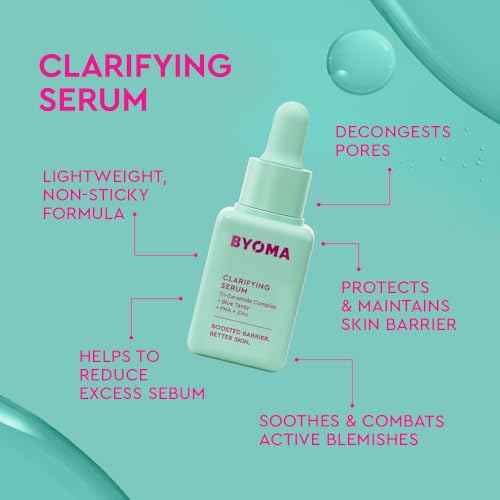 BYOMA So Clear Set - Barrier Repair Skincare Set for Acne Prone Skin - Creamy Jelly Cleanser, Clarifying Face Serum & & Gel-Cream Moisturizer - Unclogs Pores, Targets Blemishes - 30ml, 15ml, 15ml