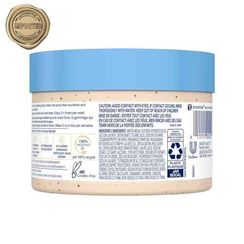 Dove Scrub Macadamia & Rice Milk Reveals Visibly Smoother Skin Body Scrub That Nourishes Skin 10.5 oz