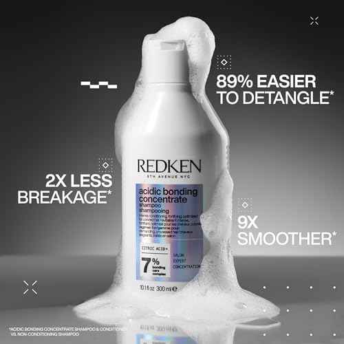 Redken Acidic Bonding Concentrate Shampoo For Damaged Hair Repair - Strengthens and Repairs Weak and Brittle Hair, Sulfate-Free, With Citric Acid