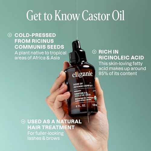 Cliganic Organic Castor Oil, 100% Pure - For Hair, Skin, Face, Eyelashes & Eyebrows | Natural Cold Pressed Unrefined Hexane-Free (8oz)