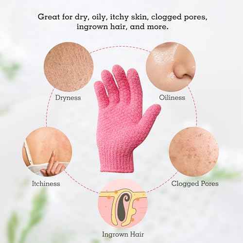 Evridwear Exfoliating Glove Shower Gloves Exfoliate Dead Skin for Dry Sensitive Skin No Irritation with Hanging Loop