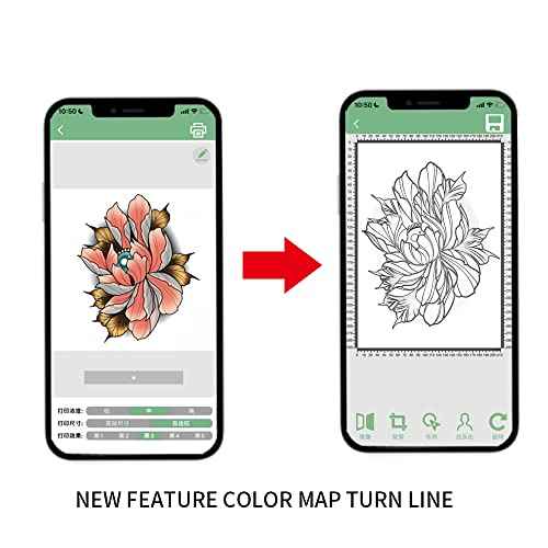 ATS886 Cordless Tattoo Stencil Printer - Rechargeable Inkless Machine - Bluetooth Tattoo Printer with 15pcs Transfer Paper for Temporary and Permanent,Compatible with iOS Phone