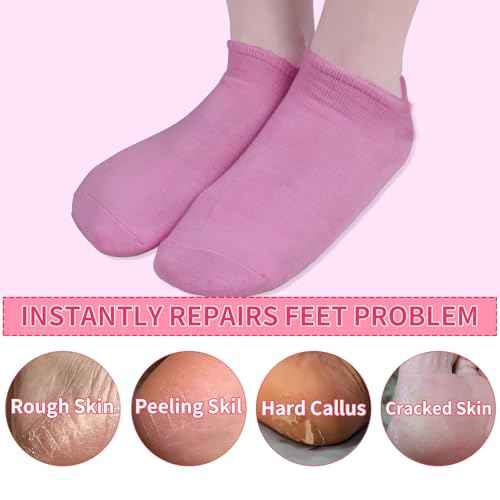 Foot Moisturizing Socks 2Pairs,One Size Silicone Socks for Women,Gel Socks for Foot Care,Silicone Socks for Repairing and Softening Dry Cracked Feet Women.