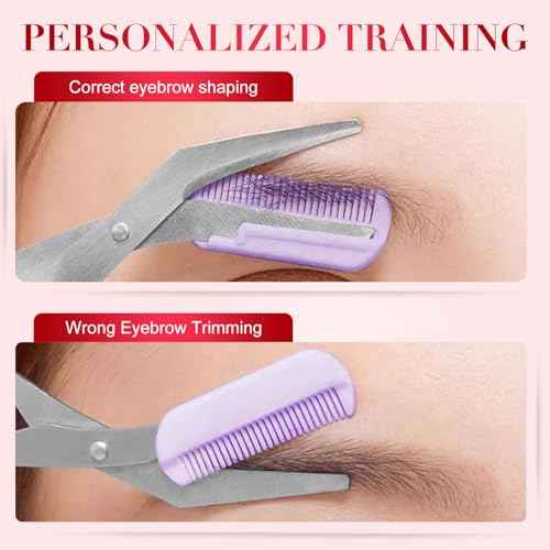 Eyebrow Trimmer Scissor, 2025 New Precision Eyebrow Grooming Kit, Portable Eyebrow Razor for Home Use, Removal Eyebrow Scissor Shaping Tool for Women (Pink)