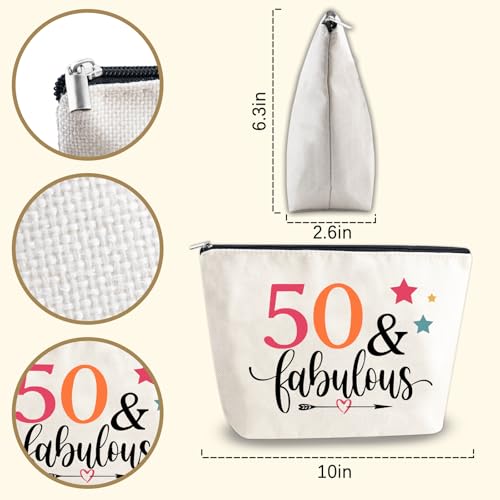 50th Birthday Gift For Her Women Wife Aunt Makeup Bag 50 Year Old Woman Cosmetic Bags Happy Birthday Gifts For Grandma Mother Mother'S Day Gift Christmas Gift Travel Makeup Bag