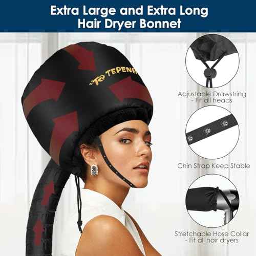 Hair Dryer Bonnet - Upgraded Extra Large Soft Adjustable Hooded Cap for Fast Hair Styling and Care