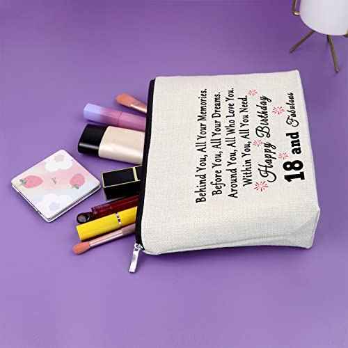 18th Birthday Gifts for Girls Makeup Bag Birthday Gifts for Women 18 Years Old Happy Birthday Gifts for Sister Cosmetic Bag Gifts for Your Daughter Turning 18 Born in 2006 Gifts Travel Pouch