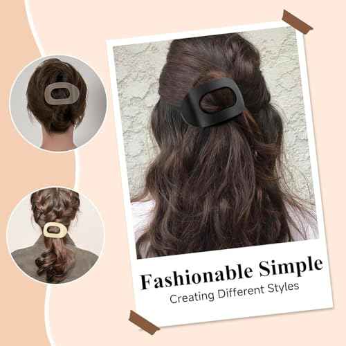 Flat Hair Claw Clips for Women,Matte Medium Hair Clips for Thick & Thin Hair- Comfortable Everyday Use for Office, Yoga, Party & Casual Styling (4PCS A)