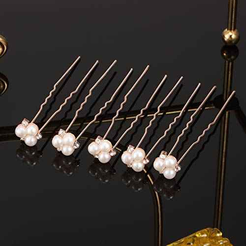 WILLBOND 18 Pcs Pearl Hair Pins Bridal Wedding Hair Accessories Crystal Bobby Pin for Brides Bridesmaids Flower Women Girls(Rose Gold)