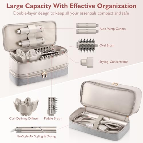 Travel Carrying Case for Hair Dryer Shark Flexstyle FlexFusion Airwrap Brush Double-Layer Hair Accessories Tools Storage Bag for Revlon Hairdryer Styler Organizer