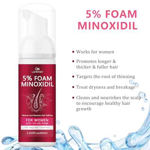 5% Minoxidil Hair Growth Foam - Men and Women Suitable for Hair Thinning Receding Hairline and Hair Loss to Hair Regrowth Get Thicker Fuller Hair for Women and Men