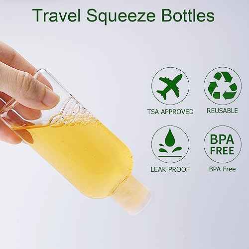 Travel Size Containers Plastic Travel Bottles for Toiletries Leak Proof Squeeze Bottle with Flip Cap TSA Approved 3.4oz/100ml Small Bottles for Liquids, Shampoo & Lotion (5 Pack)