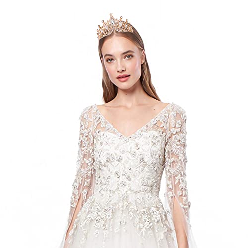 Crowns for Women, Gold Tiaras - Baroque Medieval Renaissance Crystal Headband for Queen Bride Princess Girl Birthday Festival Halloween Costumes Cosplay Party Wedding Prom Pageant Homecoming