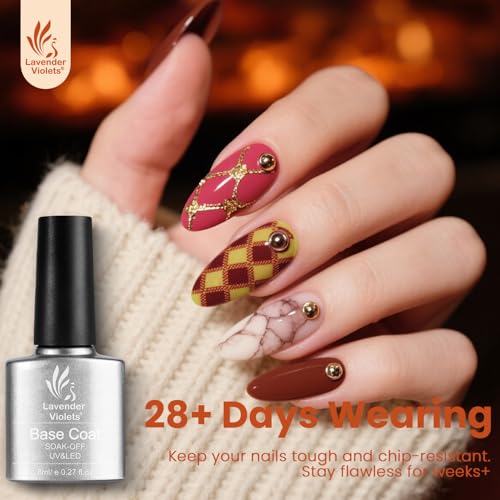 Lavender Violets 30pcs Gel Nail Polish Set 27 Shiny Candy Colors with Base and Glossy & Matte Top Coat for Home Nail Art Design DIY Gift Set C974