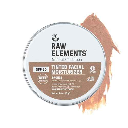 Raw Element Ultra-Moisturizing Tinted Face Cream, Non Toxic Mineral Face Sunscreen, Daily Tinted Moisturizer, Non-Nano Zinc Oxide, Reef Friendly, All Ages, SPF 30, 1.8 oz, Bronze, Pack of 1