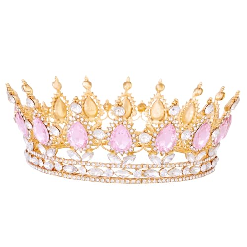Crowns for Women, Gold Queen Tiara Baroque Vintage Crystal Rhinestone Headband for Lady Girl Bridal Bride Princess Prom Birthday Wedding Pageant Prom Homecoming Halloween Costume Party
