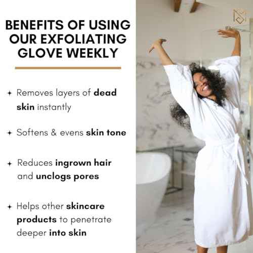 Exfoliating Glove Kessa Mitt Body Scrubber - Dead Skin Remover Shower Glove for Dead Skin Scrubbing and Deep Pore Cleansing - by MoroccanSource (1 Pack Black)