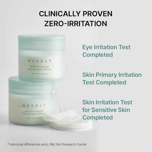 NEEDLY Mild Cleansing Pad, Makeup Remover for Sensitive Skin, Triple Deep Cleansing, Barrier Care with Only Two Surfactants & Panthenol, Extra-Large Soft Vegan Pad, Korean Skincare