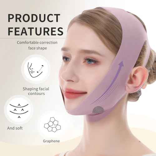 V Line Lifting Mask, Chin Strap for Sleeping, Reusable Double Chin Reducer, Jaw Exerciser, Face Slimming, Sagging Prevention, Medium