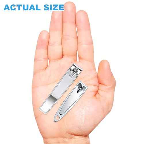 20-Pack Stainless Steel Fingernail & Toenail Nail Clippers Bulk Set - 12 Small + 8 Medium Size with Storage Pouch, Manicure Kit for Men/Women Travel, Gifts, Homeless Care Supplies