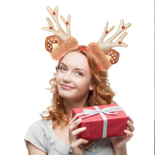 Macute Christmas Antlers Headband Deer Ears Headbands Party Cosplay Sequins Antlers Hair Band Christmas Hair Accessories