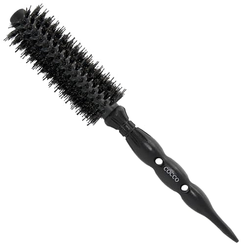 COCCO Black Series Ceramic Boar Brush S3, Hair Styling Brush with Dual Bristle Technology, Ceramic-Coated Barrel, Ergonomic Design, 41 mm