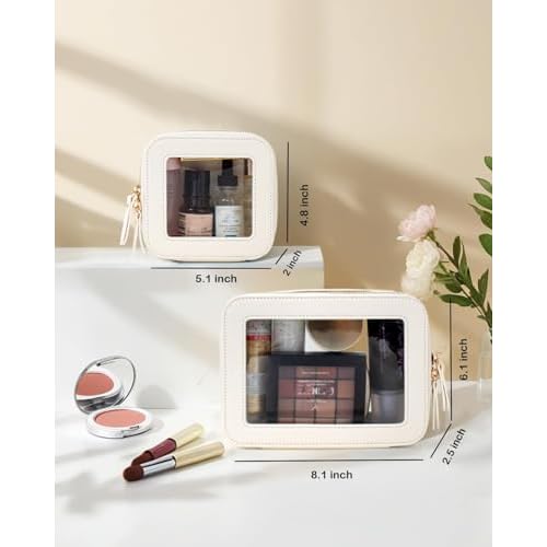 Clear Makeup Bag Set, Travel Makeup Case Clear Cosmetic Travel Bag Small Makeup Organizer Mini Make Up Pouch for Purse Waterproof Toiletry Bag Portable Car Essentials Car Organizer