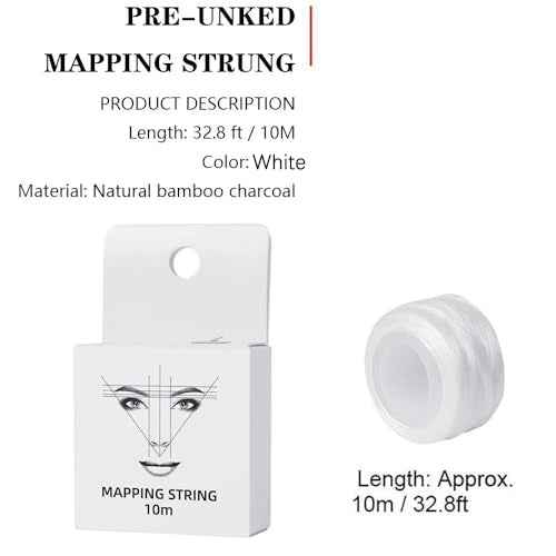 6 Pack Pre-ink Brow Mapping String for Microblading Eyebrow Marker Thread Tattoo PMU Positioning Eyebrow Measuring Tool for Marking Symmetrical Eyebrows (White-6pcs/box)