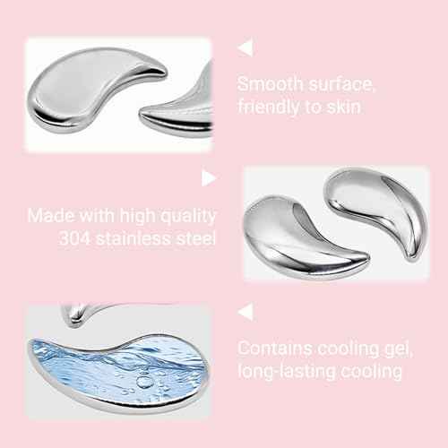 Mini Cooling Eye Pad for Puffy Eyes - Unbreakable Stainless Steel Eye Mask for Anti-Aging, Wrinkles and Puffiness Relief - Hot or Cold Therapy - Suitable for All Ages (Silver)