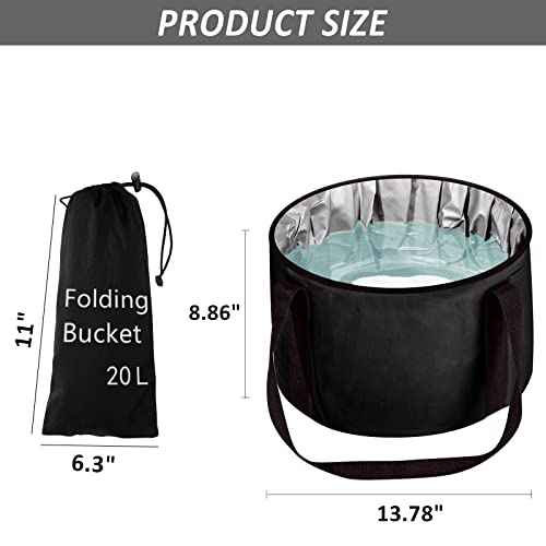 Foot Bath Basin 20L Collapsible Bucket, Portable Foot Soak Tub Feet Soaking Bucket for Outdoor Travel, Camping, Fishing(Black)