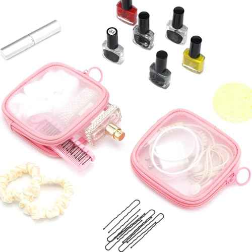 Weewooday 4 Pcs Mesh Makeup Bag Mesh Cosmetic Bag Travel Toiletry Pouch with Zipper Mini Makeup Cosmetic Purse for Daily Accessory(Small,Pink)
