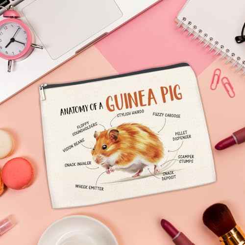 Funny Guinea Pig Gifts Makeup Bag for Women Girls, Birthday Christmas Gifts for Guinea Pig Animal Lovers Friends Besties Zipper Cosmetic Bag Travel Toiletry Pouch for Purse