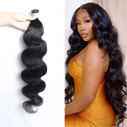 I Tips Body Wave Microlink Human Hair Extensions Brazilian 100% Real Human Hair Bundles Itips Micro Beads Body Wave Bulks Pre Bonded Keratin Stick Tipped Hair Extensions 100 Strands 100g 16"