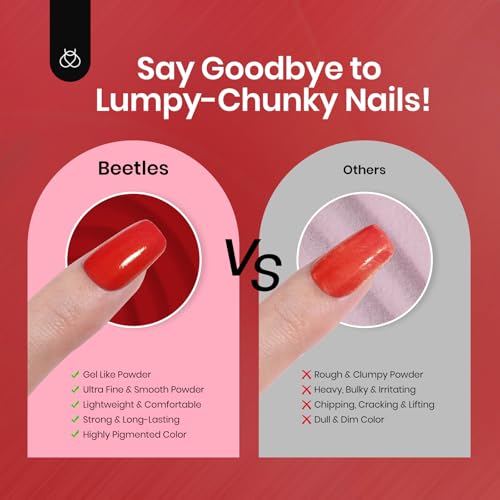 Beetles Christmas Dip Powder Nail Kit 6 Colors Red Glitter Dipping Powder No Need Nail Lamp Cured Manicure DIY Salon Gift for Girls Women