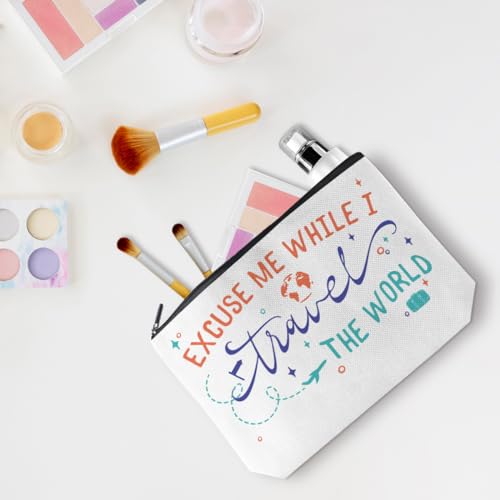 Funny Travel Gifts for Women Makeup Bag Travel Essentials Cosmetic Bags Toiletry Bag Flight Vacation Gifts for Sister Mom Travelers Girls Trip Birthday Mothers Day Anniversary