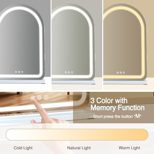 16" x 23.6" Large Makeup Vanity Mirror with Lights for Dressing Room and Bedroom,3 Color Modes,Memory Function