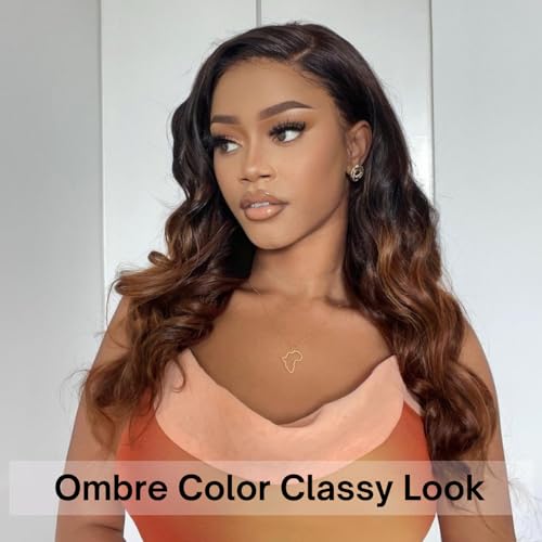 12A Chestnut Brown Ombre Body Wave Bundle Human Hair 26 Inch, T1B/2/30 3 Tone Brown Color Remy Hair Single 1 Bundle 100% Sew In Quick Weave Dark Roots Keep Soft Glossy after Washes