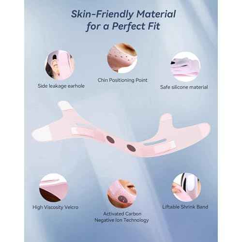 V-Line Sculpting Face Mask ? Silicone Chin Strap for Jawline Tightening & Double Chin Reduction (23-27 Inches) (BLUSH)